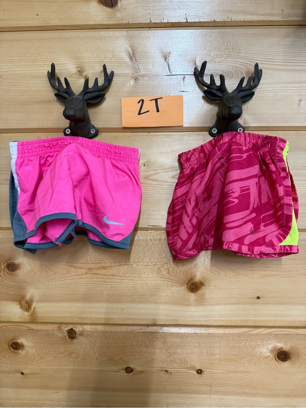 Nike Toddler Pink Athletic Shorts Duo with Neon Accent (2T)